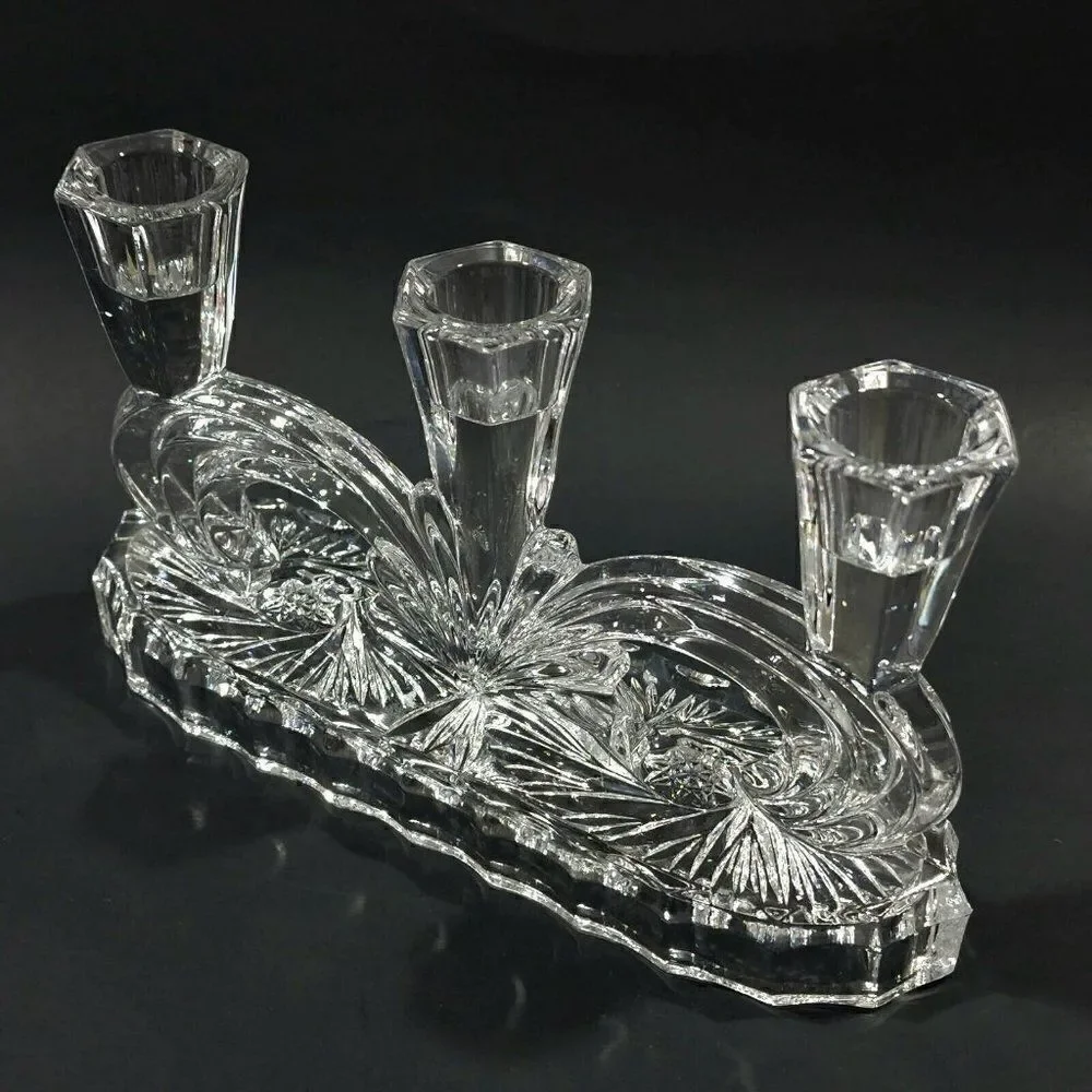 ‎Bohemia Czech Crystal 3 Candle Holder Candlabra
